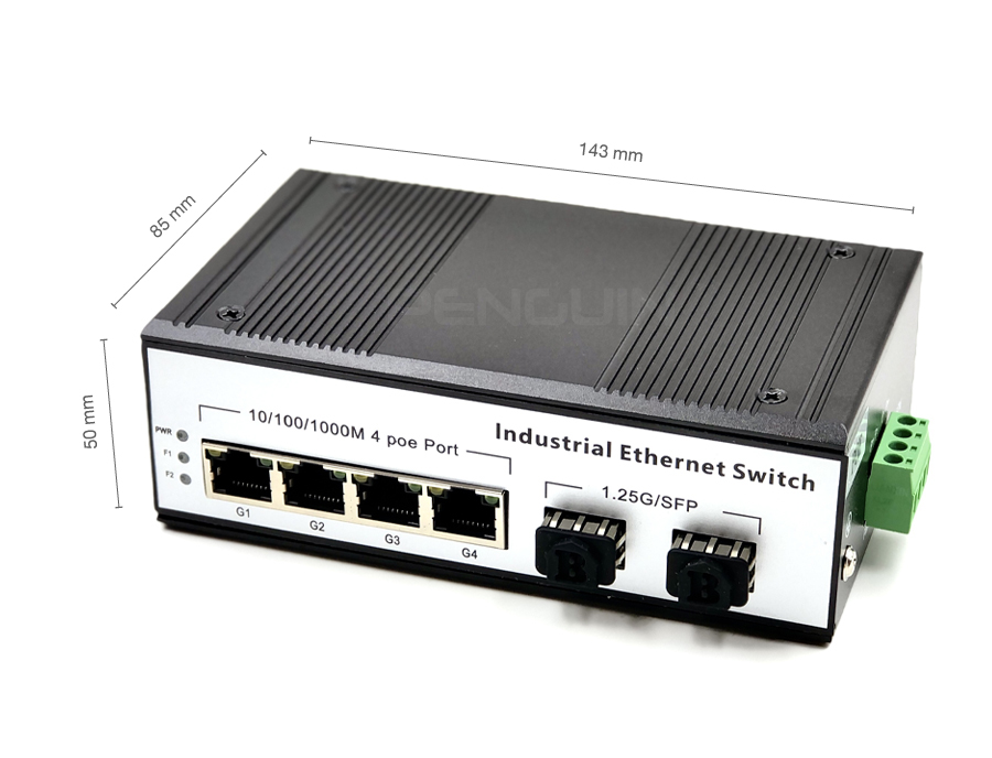 Gigabit Industrial PoE Switch 4 Port + 2 SFP (1.25G)